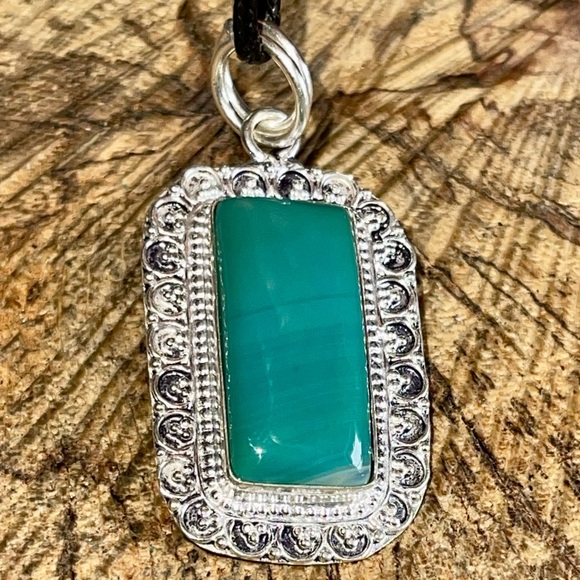 Rectangular Green Botswana Pendant 2” - Picture 7 of 15